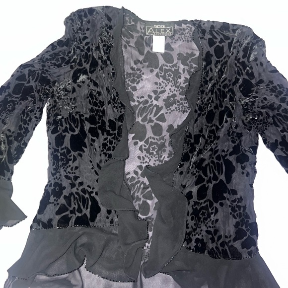 Vintage Velvet Black Floral Cardigan - Picture 5 of 9